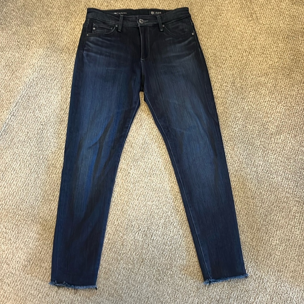 AG size 27, Farrah high-rise skinny jeans dark denim. Brand new condition